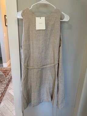 DISSH Natural Linen Midi Tie-Waist Dress